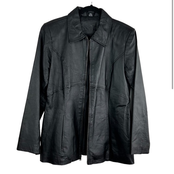 Jacqueline Ferrar Authentic Pig Nappa Genuine
Leather Black Zip Up Jacket size S - Picture 2 of 10